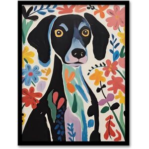 Artery8 Springtime Sensory Overload Bright Dog Oil Painting Henri Matisse Style Floral Pet Portrait Artwork Framed Wall Art Print A4 Artery8 Springtime Sensory Overload Bright Dog Oil Painting Henri Matisse Style Floral Pet Portrait Artwork Framed Wall Art Print A4