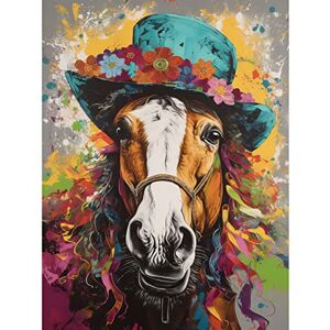Artery8 Horse Wearing a Flower Summer Hat Multicoloured Extra Large XL Wall Art Poster Print Artery8 Horse Wearing a Flower Summer Hat Multicoloured Extra Large XL Wall Art Poster Print