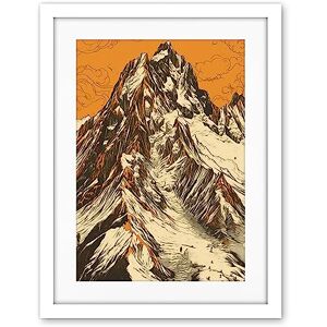 Artery8 K2 Mountain Peak Summit Climbers White and Orange Artwork Framed Wall Art Print 18X24 Inch Artery8 K2 Mountain Peak Summit Climbers White and Orange Artwork Framed Wall Art Print 18X24 Inch