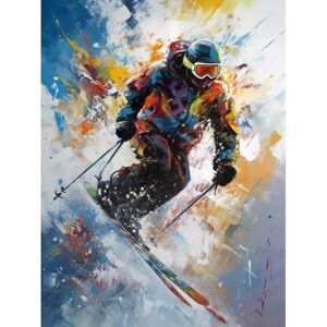 Artery8 Skier Skiing Down Slope Vibrant Splat Art Painting Extra Large XL Wall Art Poster Print Artery8 Skier Skiing Down Slope Vibrant Splat Art Painting Extra Large XL Wall Art Poster Print