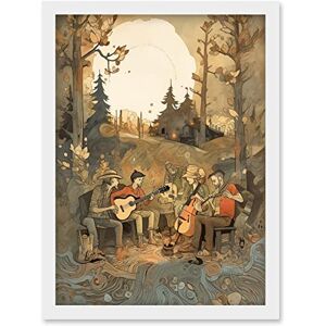 Artery8 Countryside Folk Band Musicians Playing Music in the Forest at Sunset Modern Watercolour Painting Artwork Framed Wall Art Print A4 Artery8 Countryside Folk Band Musicians Playing Music in the Forest at Sunset Modern Watercolour Painting Artwork Framed Wall Art Print A4