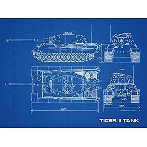 Artery8 Tiger II Panzerkampfwagen Heavy Tank Blueprint Plan Art Print Canvas Premium Wall Decor Poster Mural Artery8 Tiger II Panzerkampfwagen Heavy Tank Blueprint Plan Art Print Canvas Premium Wall Decor Poster Mural