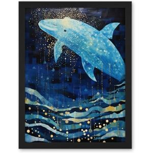 Artery8 Blue Whale Breach in Winter Waters Moonlit Seascape Waves Artwork Framed Wall Art Print 18X24 Inch Artery8 Blue Whale Breach in Winter Waters Moonlit Seascape Waves Artwork Framed Wall Art Print 18X24 Inch