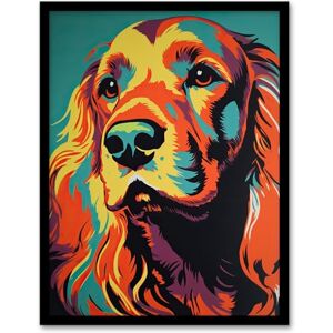 Artery8 Red Setter Dog Modern Flamboyant Colourful Graphic Coral Orange And Teal Yellow Artwork Framed Wall Art Print A4 Artery8 Red Setter Dog Modern Flamboyant Colourful Graphic Coral Orange And Teal Yellow Artwork Framed Wall Art Print A4