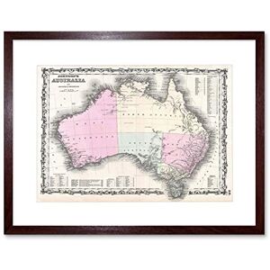 Wee Blue Coo 1861 Johnson And Browning Map Australia 1st Edition Vintage Art Framed Wall Art Print Wee Blue Coo 1861 Johnson And Browning Map Australia 1st Edition Vintage Art Framed Wall Art Print
