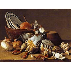 Wee Blue Coo Painting Still Life Bodegon Partridges Onions Garlic Wall Art Print Wee Blue Coo Painting Still Life Bodegon Partridges Onions Garlic Wall Art Print