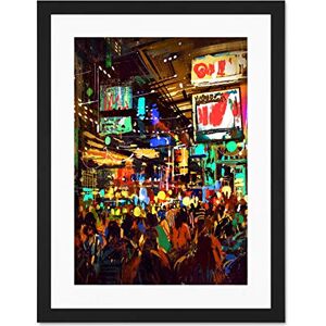Wee Blue Coo Crowded Cityscape at Night Large Framed Art Print Wall Poster 18x24 inch Wee Blue Coo Crowded Cityscape at Night Large Framed Art Print Wall Poster 18x24 inch