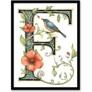 Artery8 Letter F in Calligraphy Watercolour Bird Flowers Floral Word Art For Her Birthday Mum Wife Woman Friend Artwork Framed Wall Art Print 18X24 Inch Artery8 Letter F in Calligraphy Watercolour Bird Flowers Floral Word Art For Her Birthday Mum Wife Woman Friend Artwork Framed Wall Art Print 18X24 Inch