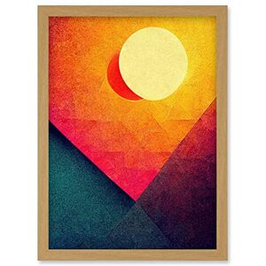 Wee Blue Coo Abstract Geometric Retro Eclipse Moon Sun Yellow Pink Teal Colourful Sunset Artwork Framed Wall Art Print A4 Wee Blue Coo Abstract Geometric Retro Eclipse Moon Sun Yellow Pink Teal Colourful Sunset Artwork Framed Wall Art Print A4