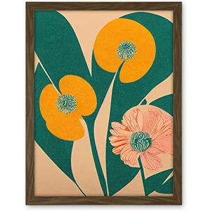 Wee Blue Coo California Poppy Flower Blooms Turquoise Leaves Bright Artwork Framed Wall Art Print 18X24 Inch Wee Blue Coo California Poppy Flower Blooms Turquoise Leaves Bright Artwork Framed Wall Art Print 18X24 Inch