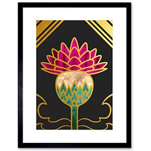 Wee Blue Coo Gold Edge Scottish Thistle Flower Illustration Sc otland Framed Art Print Wee Blue Coo Gold Edge Scottish Thistle Flower Illustration Sc otland Framed Art Print
