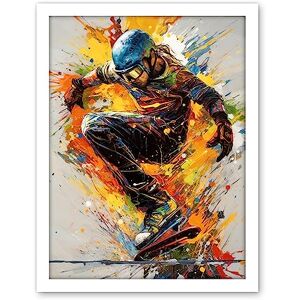 Artery8 Snowboarder Vibrant Splat Art Action Shot Portrait Artwork Framed Wall Art Print 18X24 Inch Artery8 Snowboarder Vibrant Splat Art Action Shot Portrait Artwork Framed Wall Art Print 18X24 Inch