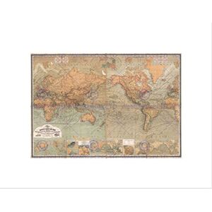 Wee Blue Coo Map Illustrated Antique Baur Bromme World Mercator Art Wall Art Print Wee Blue Coo Map Illustrated Antique Baur Bromme World Mercator Art Wall Art Print