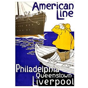 Wee Blue Coo Travel Transport American Line Ship Liverpool Vintage Wall Art Print Wee Blue Coo Travel Transport American Line Ship Liverpool Vintage Wall Art Print