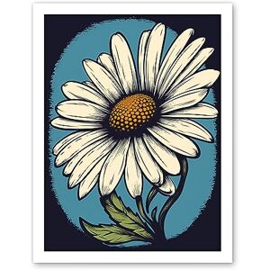 Artery8 A Single Daisy Flower Bloom Bold Rockabilly Americana 50s Artwork Framed Wall Art Print 18X24 Inch Artery8 A Single Daisy Flower Bloom Bold Rockabilly Americana 50s Artwork Framed Wall Art Print 18X24 Inch