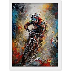 Artery8 Mountain Biker Paint Splat Action Shot Portrait Artwork Framed Wall Art Print A4 Artery8 Mountain Biker Paint Splat Action Shot Portrait Artwork Framed Wall Art Print A4