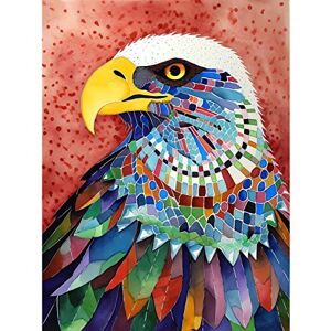 Artery8 Bald Eagle Bird With Multicoloured Feathers Folk Art Watercolour Painting Extra Large XL Wall Art Poster Print Artery8 Bald Eagle Bird With Multicoloured Feathers Folk Art Watercolour Painting Extra Large XL Wall Art Poster Print