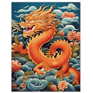 Artery8 Fantasy Chinese Dragon Traditional Orange Clouds 2024 Chinese Year Of The Dragon Extra Large XL Wall Art Poster Print Artery8 Fantasy Chinese Dragon Traditional Orange Clouds 2024 Chinese Year Of The Dragon Extra Large XL Wall Art Poster Print