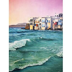 Wee Blue Coo Greece By The Sea Painting Art Print Poster Wall Decor Wee Blue Coo Greece By The Sea Painting Art Print Poster Wall Decor