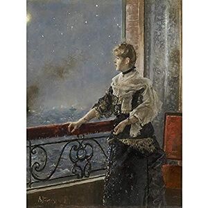 Artery8 Alfred Stevens Moonlight Au Clair De La Lune Painting Unframed Wall Art Print Poster Home Decor Premium Artery8 Alfred Stevens Moonlight Au Clair De La Lune Painting Unframed Wall Art Print Poster Home Decor Premium