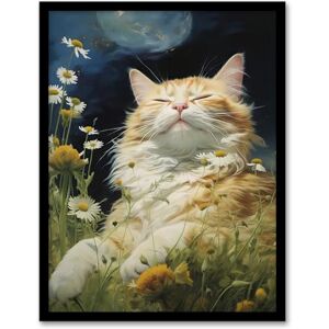Artery8 Norwegian Forest Cat Sunbathing In Wildflower Meadow Oil Painting Artwork Framed Wall Art Print A4 Artery8 Norwegian Forest Cat Sunbathing In Wildflower Meadow Oil Painting Artwork Framed Wall Art Print A4