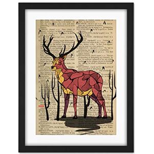 Wee Blue Coo Upcycle Dictionary Stag Deer Artwork Framed Wall Art Print 18X24 Inch Wee Blue Coo Upcycle Dictionary Stag Deer Artwork Framed Wall Art Print 18X24 Inch