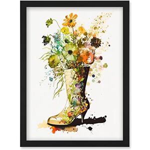 Artery8 - Wildflower Floral Boot - A4 - Black - Wall Art Print Artery8 - Wildflower Floral Boot - A4 - Black - Wall Art Print