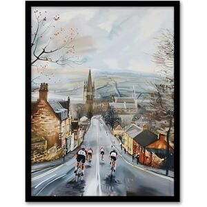 Artery8 Cyclists in Misty Yorkshire Town Street Painting Living Room Artwork Framed Wall Art Print A4 Artery8 Cyclists in Misty Yorkshire Town Street Painting Living Room Artwork Framed Wall Art Print A4