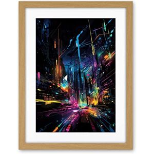 Artery8 New York City at Night Modern Abstract Neon Contrast Painting Artwork Framed Wall Art Print 18X24 Inch Artery8 New York City at Night Modern Abstract Neon Contrast Painting Artwork Framed Wall Art Print 18X24 Inch