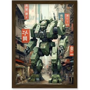 Artery8 Mecha Robot in City Street Anime Sci-Fi Artwork Red Green Giant Humanoid Machine Fantasy Science Fiction Artwork Framed Wall Art Print A4 Artery8 Mecha Robot in City Street Anime Sci-Fi Artwork Red Green Giant Humanoid Machine Fantasy Science Fiction Artwork Framed Wall Art Print A4