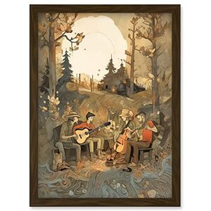 Artery8 Countryside Folk Band Musicians Playing Music in the Forest at Sunset Modern Watercolour Painting Artwork Framed Wall Art Print A4 Artery8 Countryside Folk Band Musicians Playing Music in the Forest at Sunset Modern Watercolour Painting Artwork Framed Wall Art Print A4