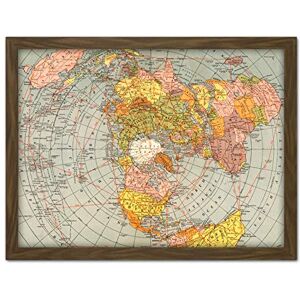 Artery8 Map Matthews-Northrup 1943 World Polar Azimuthal Projection Artwork Framed Wall Art Print 18X24 Inch Artery8 Map Matthews-Northrup 1943 World Polar Azimuthal Projection Artwork Framed Wall Art Print 18X24 Inch