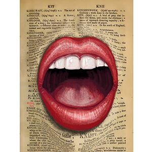 Wee Blue Coo Upcycle Dictionary Mouth Surreal Lips Unframed Art Print Poster Wall Decor 12X16 Inch Wee Blue Coo Upcycle Dictionary Mouth Surreal Lips Unframed Art Print Poster Wall Decor 12X16 Inch