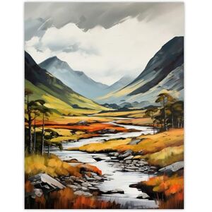 Artery8 Glencoe Valley Oil Painting Scotland Majestic Mountain Range And River Coe Large Wall Art Poster Print Thick Paper 18X24 Inch Artery8 Glencoe Valley Oil Painting Scotland Majestic Mountain Range And River Coe Large Wall Art Poster Print Thick Paper 18X24 Inch