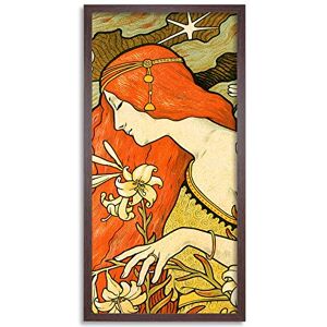 Wee Blue Coo Berthon L'Ermitage Art Nouveau Flower Woman Long Panel Framed Wall Art Print Wee Blue Coo Berthon L'Ermitage Art Nouveau Flower Woman Long Panel Framed Wall Art Print