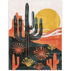 Artery8 Desert Cactus Sunset Simple Bobo Cacti Landscape For Living Room Extra Large XL Wall Art Poster Print Artery8 Desert Cactus Sunset Simple Bobo Cacti Landscape For Living Room Extra Large XL Wall Art Poster Print