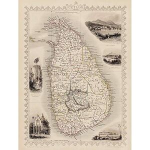 Wee Blue Coo Ceylon Sri Lanka Map Art Print Poster Wall Decor 12X16 Inch Wee Blue Coo Ceylon Sri Lanka Map Art Print Poster Wall Decor 12X16 Inch