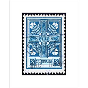 Wee Blue Coo POSTAGE STAMP IRELAND VINTAGE CELTIC CROS BLACK FRAMED ART PRINT B12X8758 Wee Blue Coo POSTAGE STAMP IRELAND VINTAGE CELTIC CROS BLACK FRAMED ART PRINT B12X8758