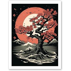 Artery8 Japanese Cherry Tree at Sunset Landscape Rockabilly Americana 50s Artwork Framed Wall Art Print 18X24 Inch Artery8 Japanese Cherry Tree at Sunset Landscape Rockabilly Americana 50s Artwork Framed Wall Art Print 18X24 Inch