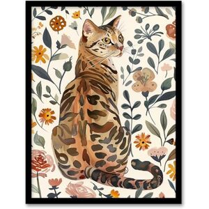 Artery8 Cat Lover Curious Bengal in Autumn Wildflowers Living Room Artwork Framed Wall Art Print 18X24 Inch Artery8 Cat Lover Curious Bengal in Autumn Wildflowers Living Room Artwork Framed Wall Art Print 18X24 Inch