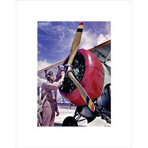 Wee Blue Coo Vintage Propellor Aeroplane Pilot Airman Wall Art Print Wee Blue Coo Vintage Propellor Aeroplane Pilot Airman Wall Art Print