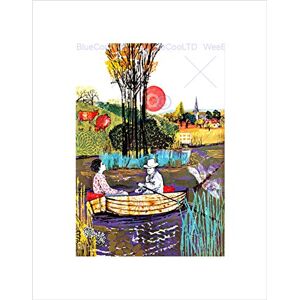 Wee Blue Coo PAINTING SURREAL COLLAGE MAN WOMAN LAKE BOAT BLACK FRAMED ART PRINT B12X12583 Wee Blue Coo PAINTING SURREAL COLLAGE MAN WOMAN LAKE BOAT BLACK FRAMED ART PRINT B12X12583
