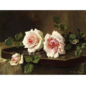 Wee Blue Coo Painting Mortelmans Two Pink Prince Bulgaria Roses Art Print Poster Wall Decor 12X16 Inch Wee Blue Coo Painting Mortelmans Two Pink Prince Bulgaria Roses Art Print Poster Wall Decor 12X16 Inch