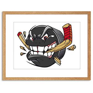 Wee Blue Coo PAINTING ILLUSTRATION CARTOON ICE HOCKEY PUCK ANGRY FRAMED PRINT F97X4666 Wee Blue Coo PAINTING ILLUSTRATION CARTOON ICE HOCKEY PUCK ANGRY FRAMED PRINT F97X4666