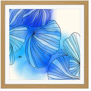 Artery8 Abstract Blue Flower Petals Painting Square Wooden Framed Wall Art Print Picture 16X16 Inch Artery8 Abstract Blue Flower Petals Painting Square Wooden Framed Wall Art Print Picture 16X16 Inch