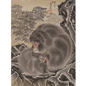 Fine Art Prints Kyosai Two Monkeys Japanese Painting Extra Large XL Wall Art Poster Print Fine Art Prints Kyosai Two Monkeys Japanese Painting Extra Large XL Wall Art Poster Print