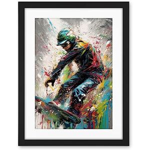 Artery8 Snowboarding Extreme Sport Athlete Paint Splat Artwork Framed Wall Art Print 18X24 Inch Artery8 Snowboarding Extreme Sport Athlete Paint Splat Artwork Framed Wall Art Print 18X24 Inch