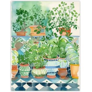 Wee Blue Coo Fresh Herb Plant Pots on Tiled Shelves Folk Art Watercolour Painting Bright Kitchen Artwork Large Wall Art Poster Print Thick Paper 18X24 Inch Wee Blue Coo Fresh Herb Plant Pots on Tiled Shelves Folk Art Watercolour Painting Bright Kitchen Artwork Large Wall Art Poster Print Thick Paper 18X24 Inch