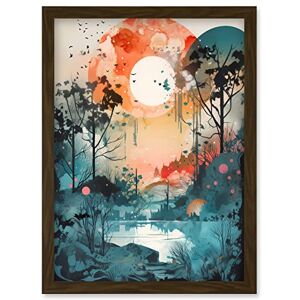Artery8 Lakeside Forest Landscape Peaceful Sunrise Morning Modern Watercolour Painting Artwork Framed Wall Art Print A4 Artery8 Lakeside Forest Landscape Peaceful Sunrise Morning Modern Watercolour Painting Artwork Framed Wall Art Print A4