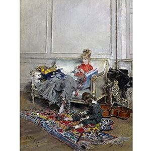 Artery8 Giovanni Boldini Young Woman Crocheting 1875 Painting Unframed Wall Art Print Poster Home Decor Premium Artery8 Giovanni Boldini Young Woman Crocheting 1875 Painting Unframed Wall Art Print Poster Home Decor Premium